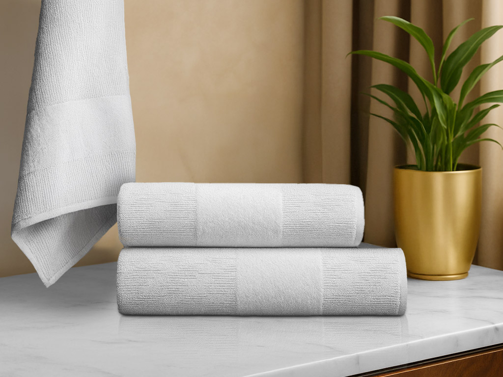 Sada ručníků CARRARA 1ks 60x100 cm a 1ks 40x55 cm 100% bavlna, bílá