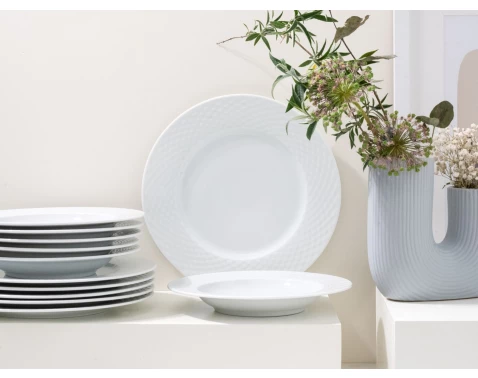 Sada talířů (12 dílů) Polo, bílá