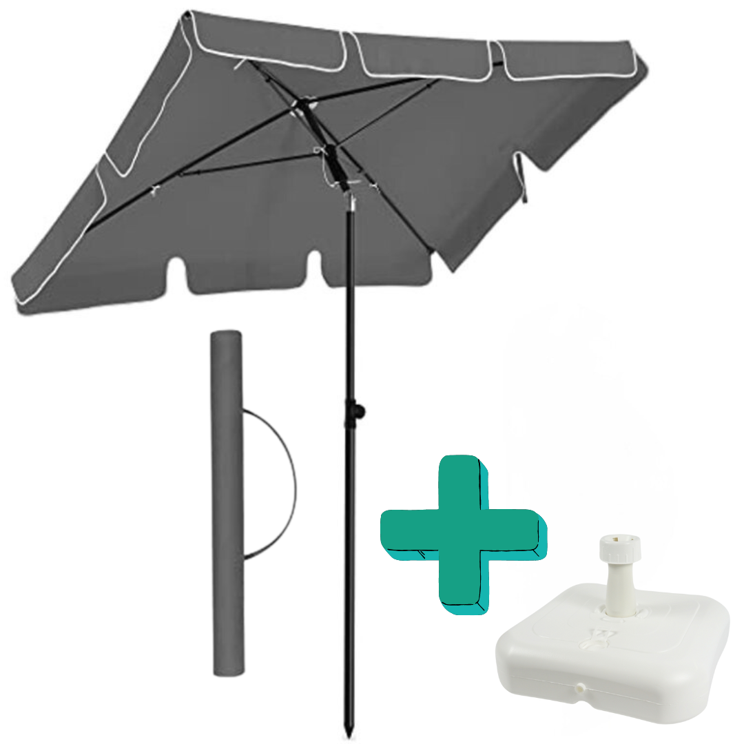 Sada zahradní naklápěcí slunečník CUADRO 180x125 cm, šedý + stojan ZEPHY