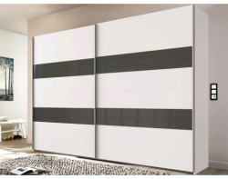 Šatní skříň Altona, 270 cm, bílá/šedé sklo