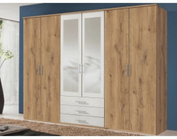 Šatní skříň Ben, 270 cm, prkenný dub/bílá