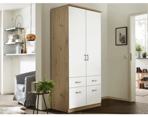 Šatní skříň Bremen, 91 cm, dub artisan/bílá
