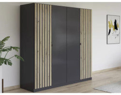 Šatní skříň Genua, 181 cm, tmavě šedá/dub artisan