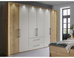 Šatní skříň Kanada, 300 cm, dub bianco/šedá