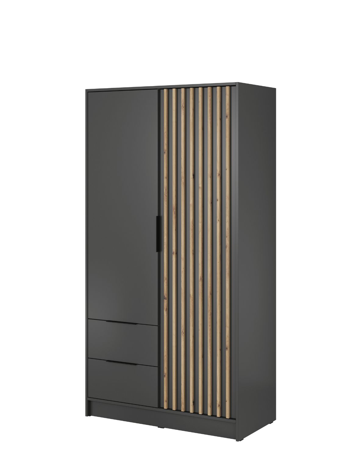 Šatní skříň Nelly 2D: grafitová s lamelami, 105 cm
