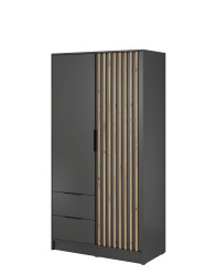 Šatní skříň Nelly 2D: grafitová s lamelami, 105 cm