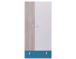Šatní skříň Planet, dub/bílá/modrá