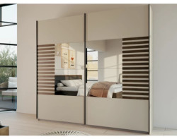 Šatní skříň se zrcadlem Barea, 226 cm, béžová/dub atlantic