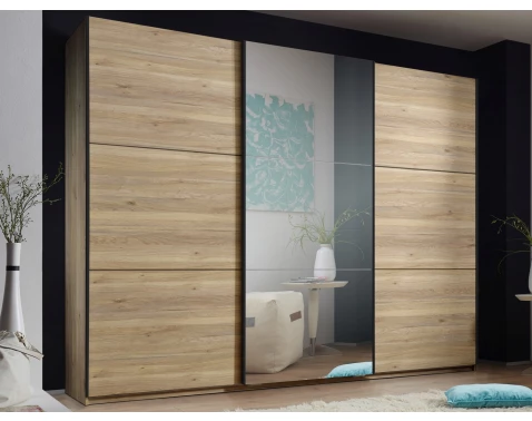 Šatní skříň se zrcadlem Bravo, 270 cm, dub mauvella