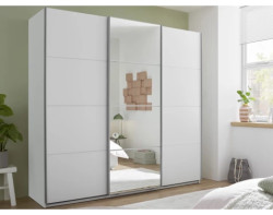 Šatní skříň se zrcadlem Carano, 215 cm, bílá