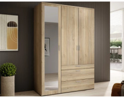 Šatní skříň se zrcadlem Vesala, 135 cm, dub mauvella