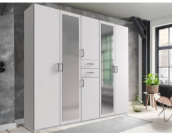 Šatní skříň se zrcadly Düsseldorf, 225 cm, bílá