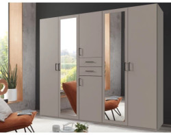 Šatní skříň se zrcadly Düsseldorf, 225 cm, šedá sahara