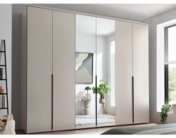 Šatní skříň se zrcadly Kevo, 270 cm, béžová kašmír