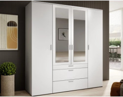 Šatní skříň se zrcadly Vesala, 180 cm, bílá