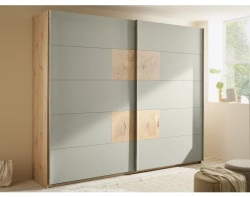 Šatní skříň Simada 270 cm, dub artisan/šalvějově zelená