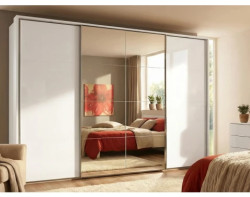 Šatní skříň Syncrono, 316 cm, bílá/zrcadlo