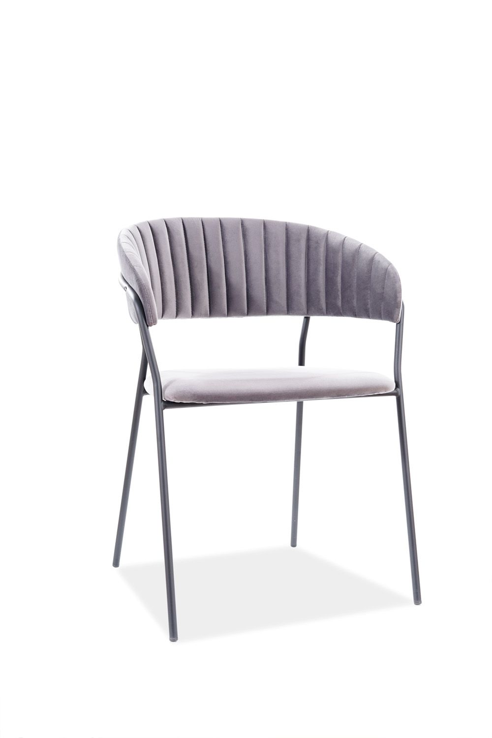 Šedá jídelní židle LIRA B VELVET s černými nohami