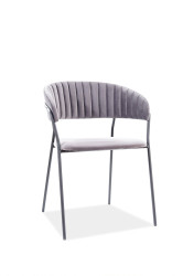 Šedá jídelní židle LIRA B VELVET s černými nohami