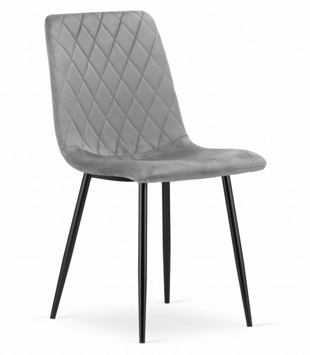 Šedá sametová židle TURIN s černými nohami