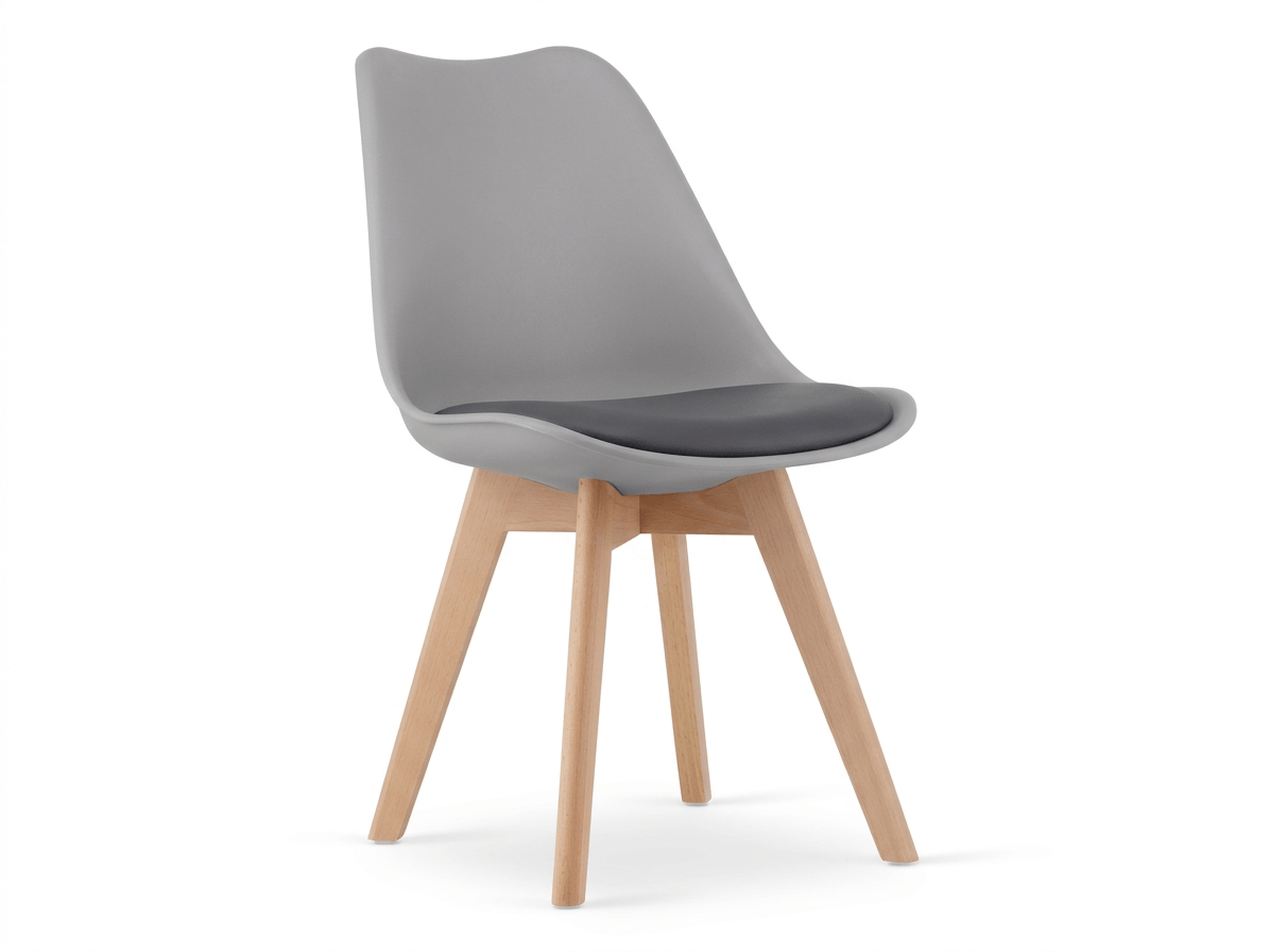 Šedá židle BALI MARK s bukovými nohami, tmavě šedý sedák