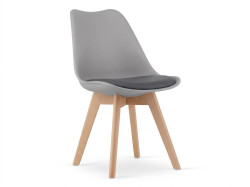 Šedá židle BALI MARK s bukovými nohami, tmavě šedý sedák