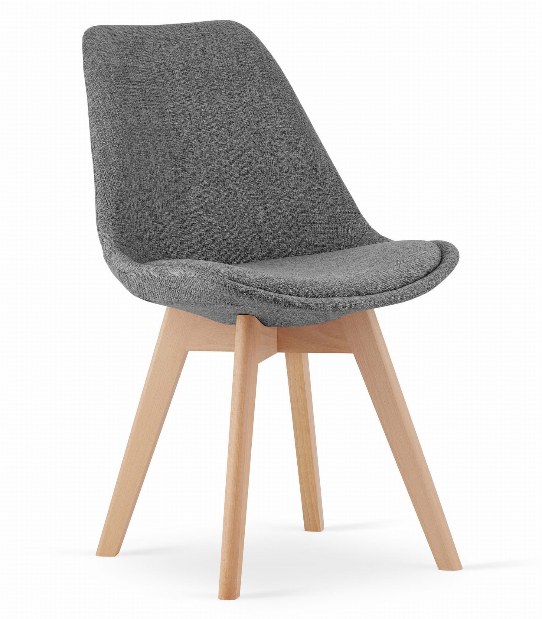 Šedá židle s bukovými nohami DAREN NORI bez knoflíků