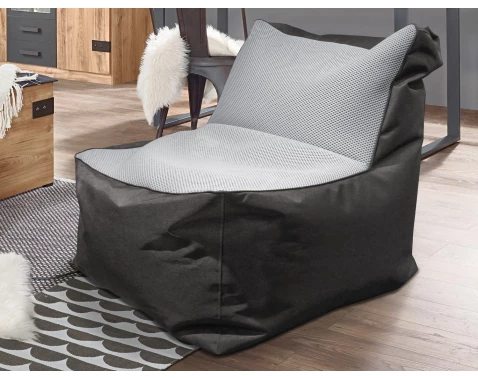 Sedací pytel Carole, černá látka/světle šedá tkanina
