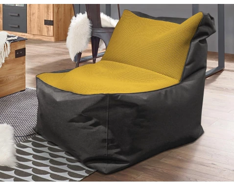 Sedací pytel Carole, černá látka/hořčicově žlutá tkanina