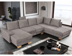 Sedací souprava Chivas, tvar pravé U, kamenná hnědo-šedá látka