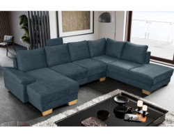 Sedací souprava Chivas, tvar pravé U, petrolejově modrá látka