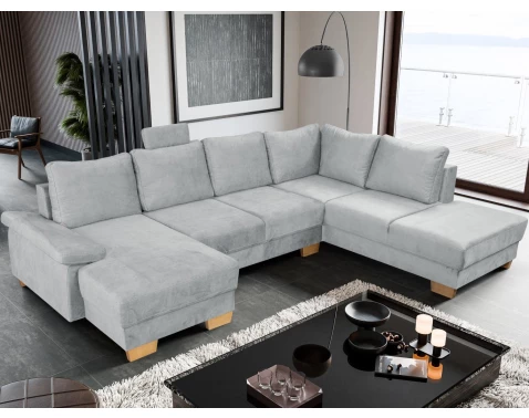 Sedací souprava Chivas, tvar pravé U, světle šedá látka