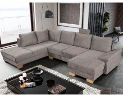 Sedací souprava Chivas, tvar levé U, kamenná hnědo-šedá látka