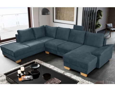 Sedací souprava Chivas, tvar levé U, petrolejově modrá látka
