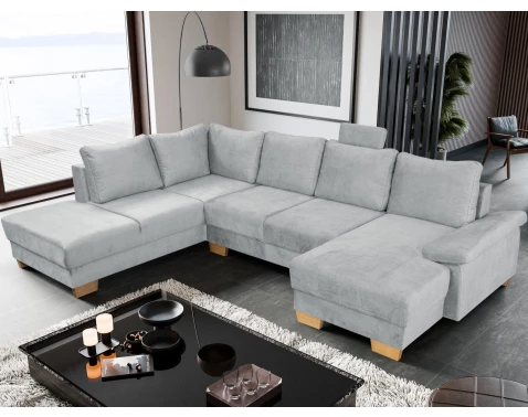 Sedací souprava Chivas, tvar levé U, světle šedá látka