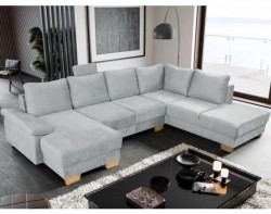 Sedací souprava Chivas, tvar pravé U, světle šedá látka