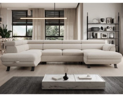 Sedací souprava Raven XL, krémová látka, tvar levé U