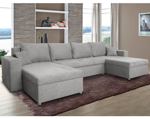 Sedací souprava Rumba, tvar U, světle šedá tkanina