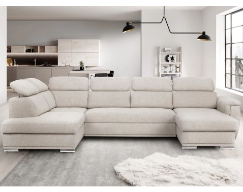 Sedací souprava Udine, tvar levé U, krémová látka