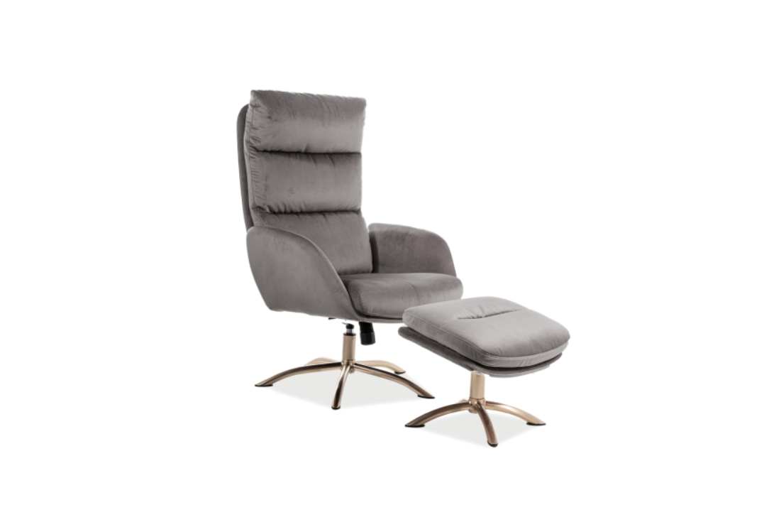 Šedé křeslo s podnoží MONROE VELVET