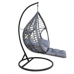 Šedé závěsné křeslo DOMINIKANA WAVES se stojanem a podnožkou