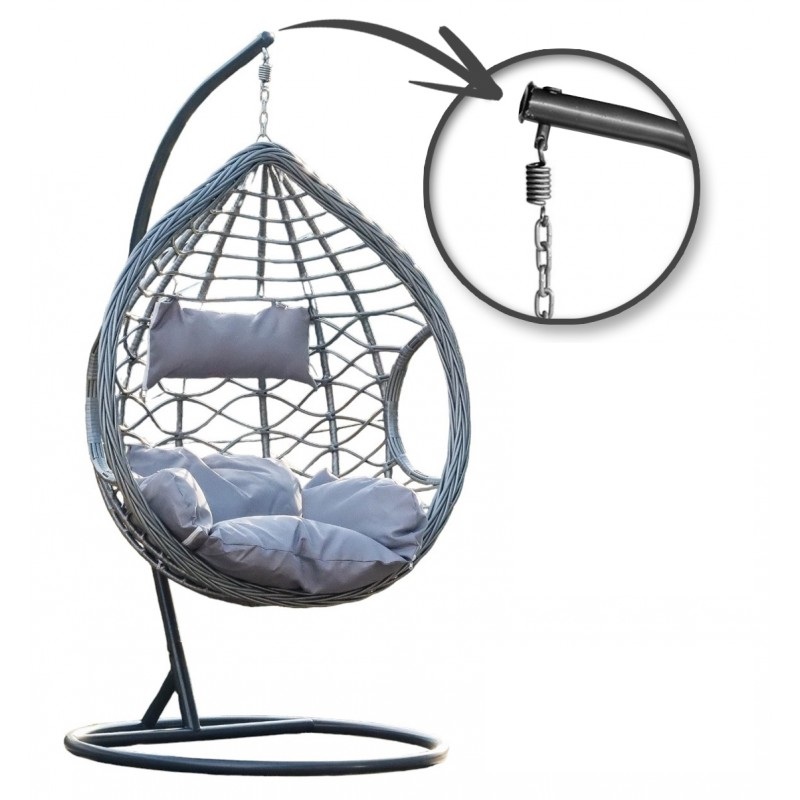 Šedé závěsné křeslo NORVIA se stojanem