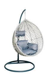 Šedé závěsné křeslo TROPIKAL se stojanem a šedým polštářem