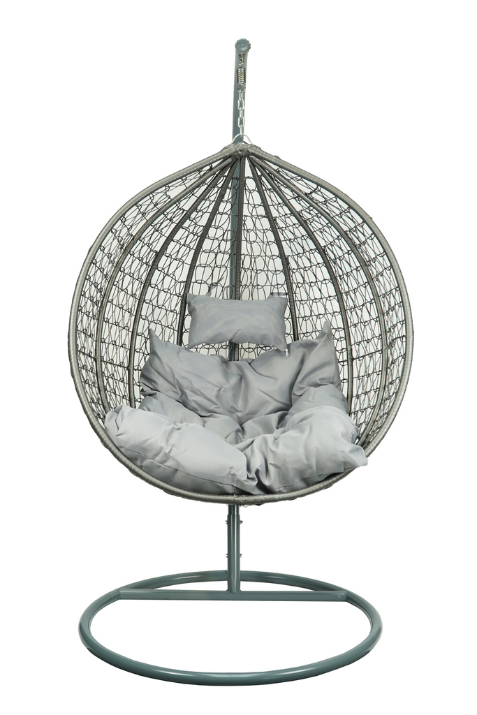 Šedé závěsné křeslo ZANZIBAR se stojanem