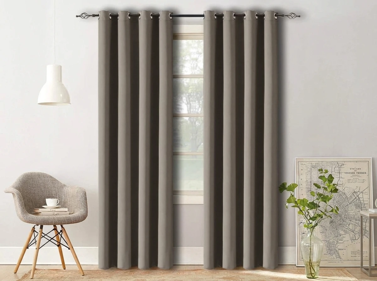 Šedohnědý závěs OXFORD 140x250 cm Zavěšení: Kovové kroužky