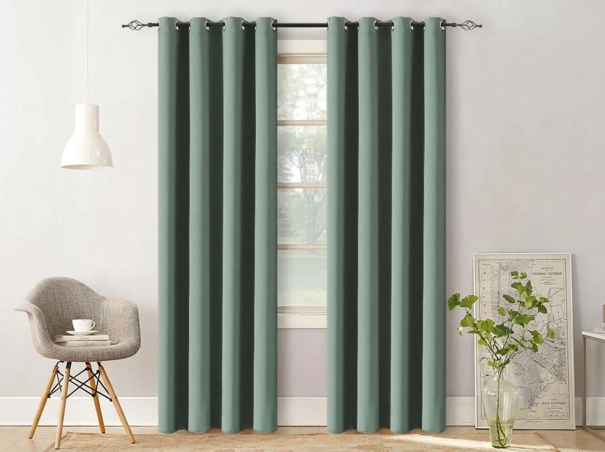 Šedozelený závěs OXFORD 140x250 cm Zavěšení: Kovové kroužky