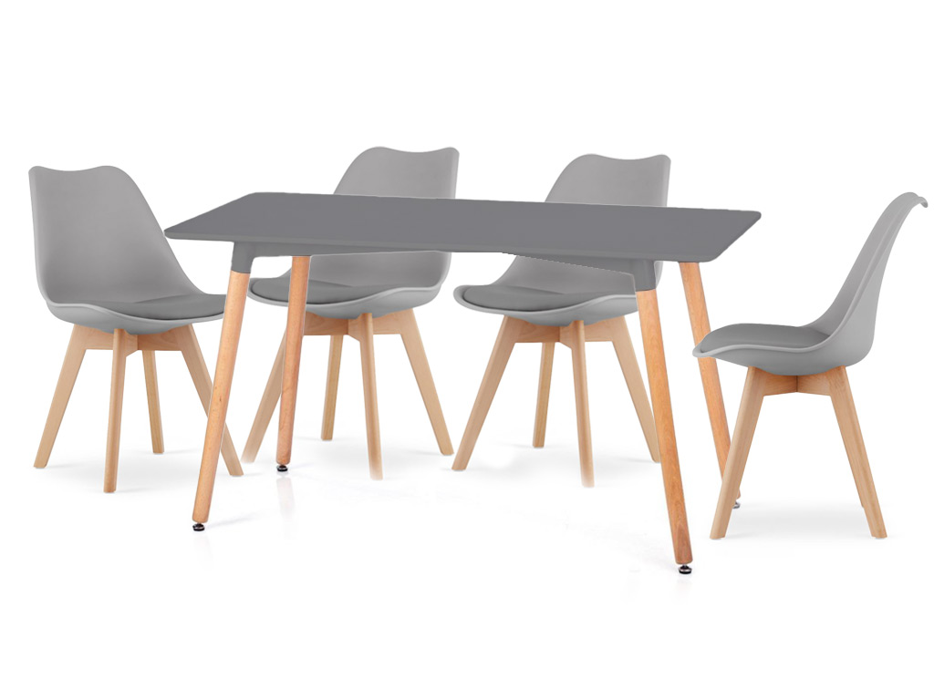 Šedý jídelní set 1 + 4, stůl BERGEN 140 + židle BALI MARK
