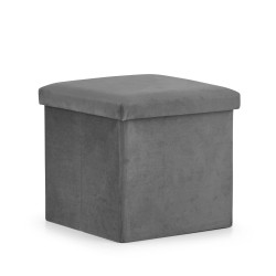 Šedý skládací taburet FURELA VELVET L 38 x 38 x 38 cm