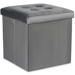 Šedý skládací taburet ZAREX VELVET L