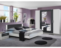 Sestava ložnice Nora 180x200 cm, bílá/grafitová